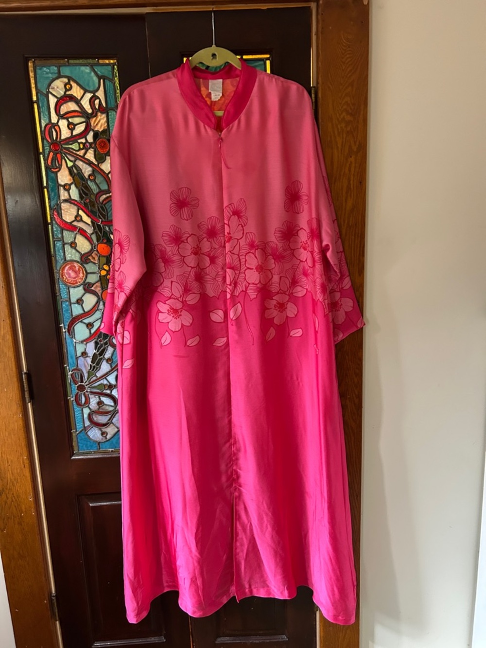 Vintage Natori Hot Pink Satin caftan